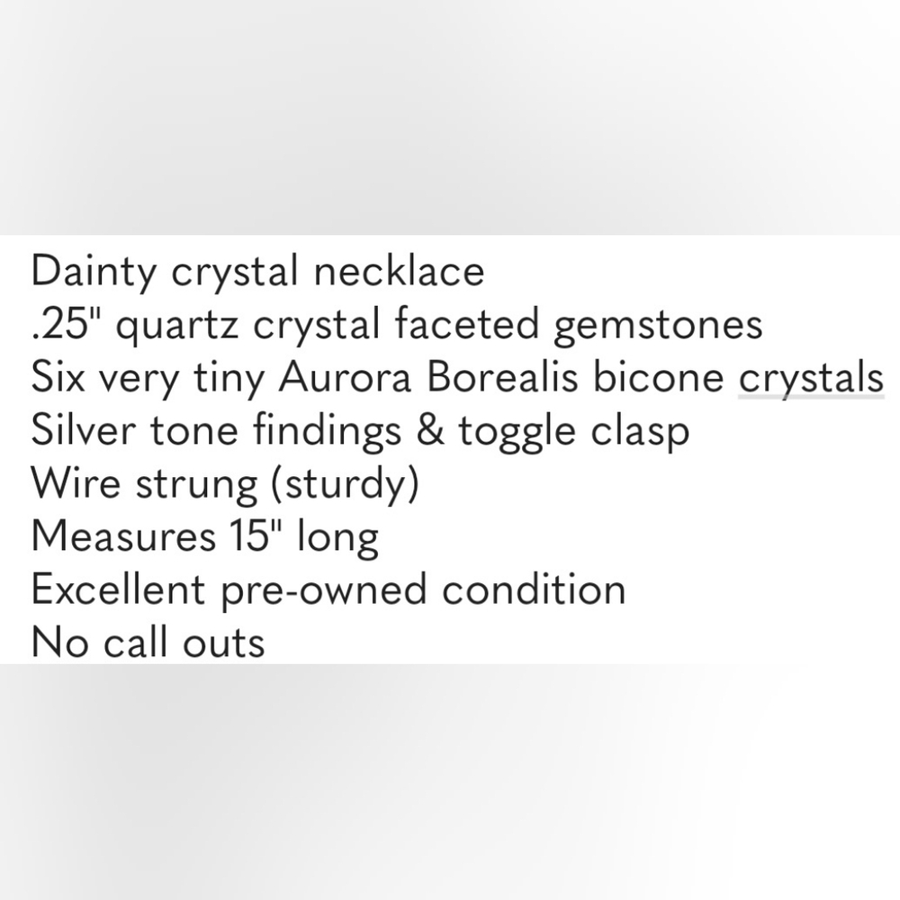 Quartz Crystal Necklace .25" Crystals Tiny AB Bicones Toggle Clasp Wire Strung - Picture 4 of 4